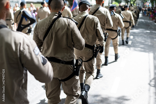 Bahia military police soldiers are seen during a tribute to Brazilian Independence Day in the city of Salvador, Brazil