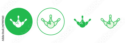 Bowling icon set. bowling ball and pin icon. bowling pins