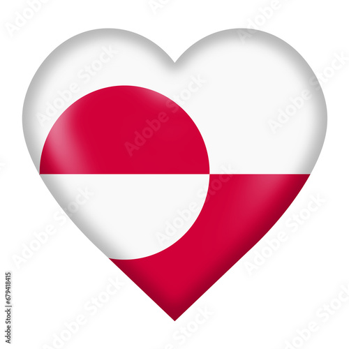 Free Download Greenland flag heart button with clipping path 3d illustration - GFXLoad
