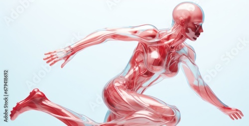 Translucent 3D Image of a Running Man Generative AI