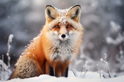 red fox in the snow, its bright fur contrasting against the white landscape