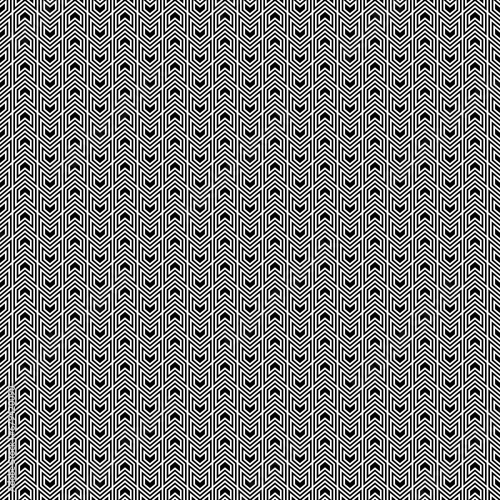 Seamless surface pattern design with interlocking concave hexagons tessellation ornament. Repeated chevrons wallpaper. Herringbone motif. Zigzag lines. Jagged stripes. Digital paper for web designing.