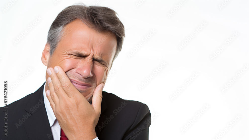 Businessman suffering from acute toothache, AI Generative. Businessman suffering from acute toothache, AI Generative.