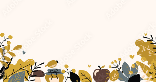 Thanksgiving Day poster for the holiday. Background for postcard, autumn icon. Autumn. Place for text. Vector illustration