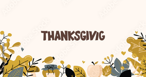 Thanksgiving Day poster for the holiday. Background for postcard, autumn icon. Autumn. Place for text. Vector illustration