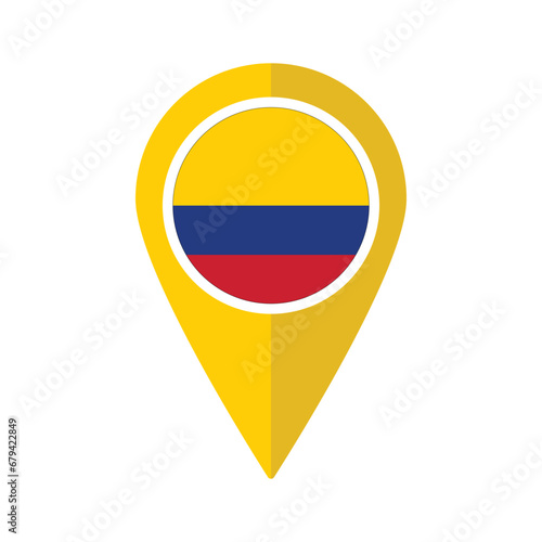 Free Download Flag of Colombia flag on map pinpoint icon isolated yellow color - GFXLoad