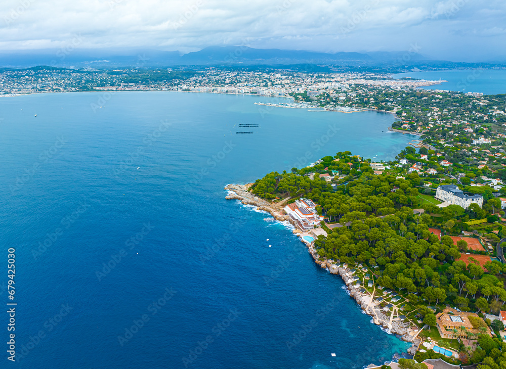 Aerial view of Antibes, a resort town between Cannes and Nice on the French Riviera