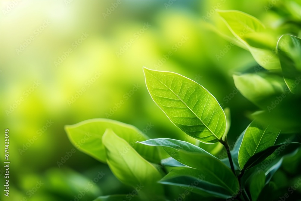 Nature of green leaf in garden at summer under sunlight. Natural green leaves plants using as spring background environment ecology or greenery wallpaper. generative ai. Nature of green leaf in garden at summer under sunlight. Natural green leaves plants using as spring background environment ecology or greenery wallpaper. generative ai.