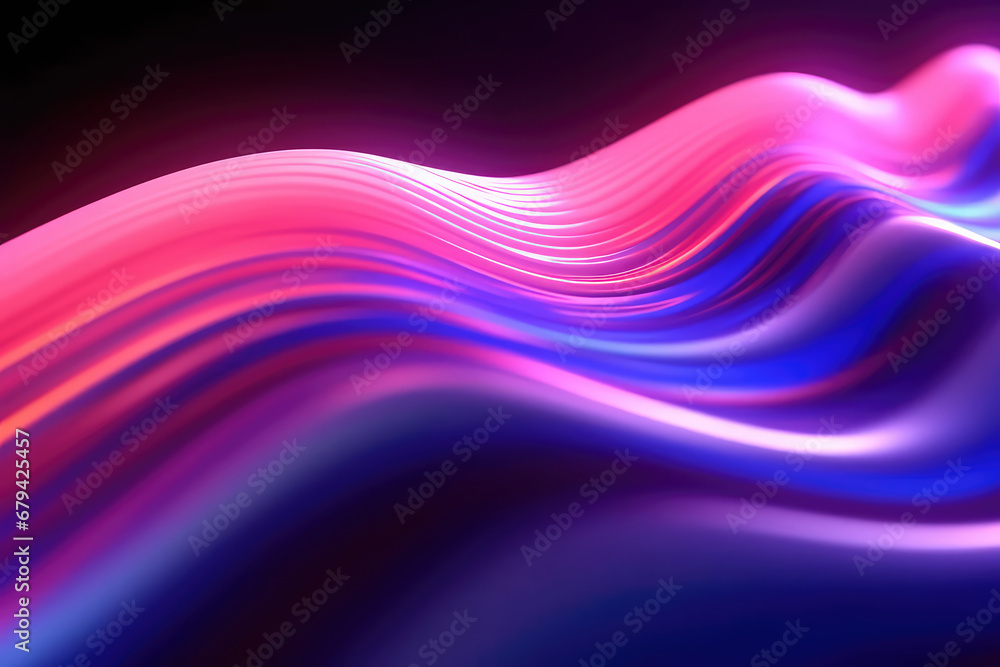 Fototapeta premium Abstract technology futuristic neon circle glowing blue and pink light. Dynamic translucent soft gradient. Generative AI.