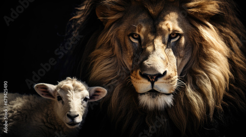 The Lion and the Lamb together in an image on a black background. © B & G Media
