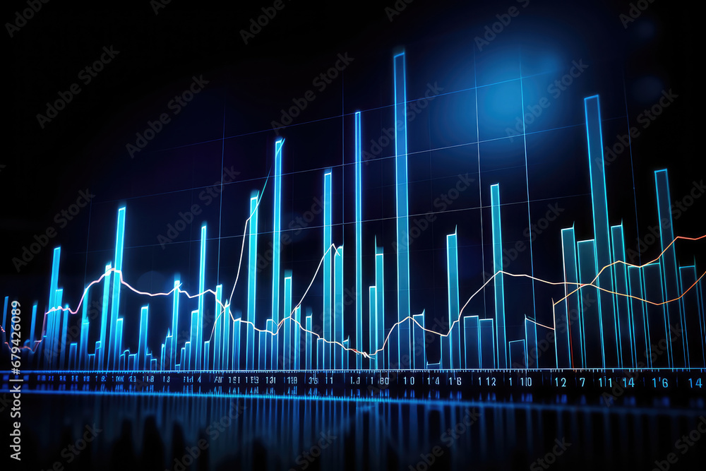 stock market investment trading on blue background. Economic trends business. Generative AI. stock market investment trading on blue background. Economic trends business. Generative AI.