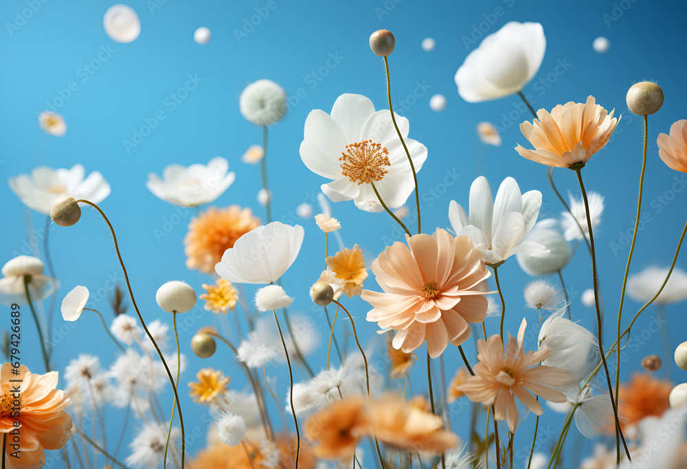 bright flowers natural Falling Creative wedding background flying romantic levitate Mother's concept