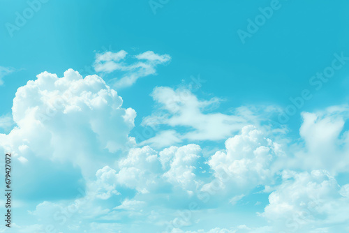 Blue sky and white clouds.Bbeauty bright cover background. Generative AI.