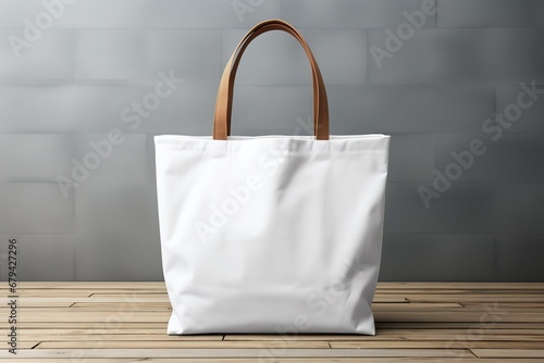 Blank white canvas bag for mockup with background using generative ai