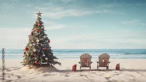 Aussie Yuletide: Christmas Celebration on a Western Australian Beach. Generative ai photo