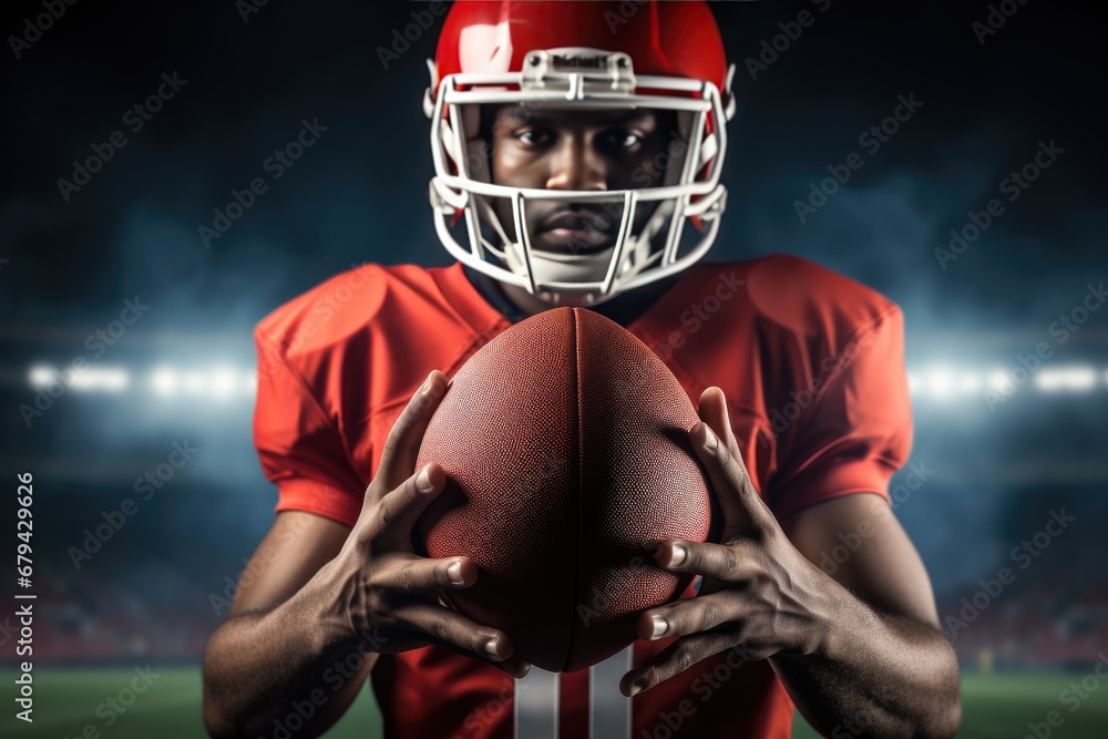 american football player with ball