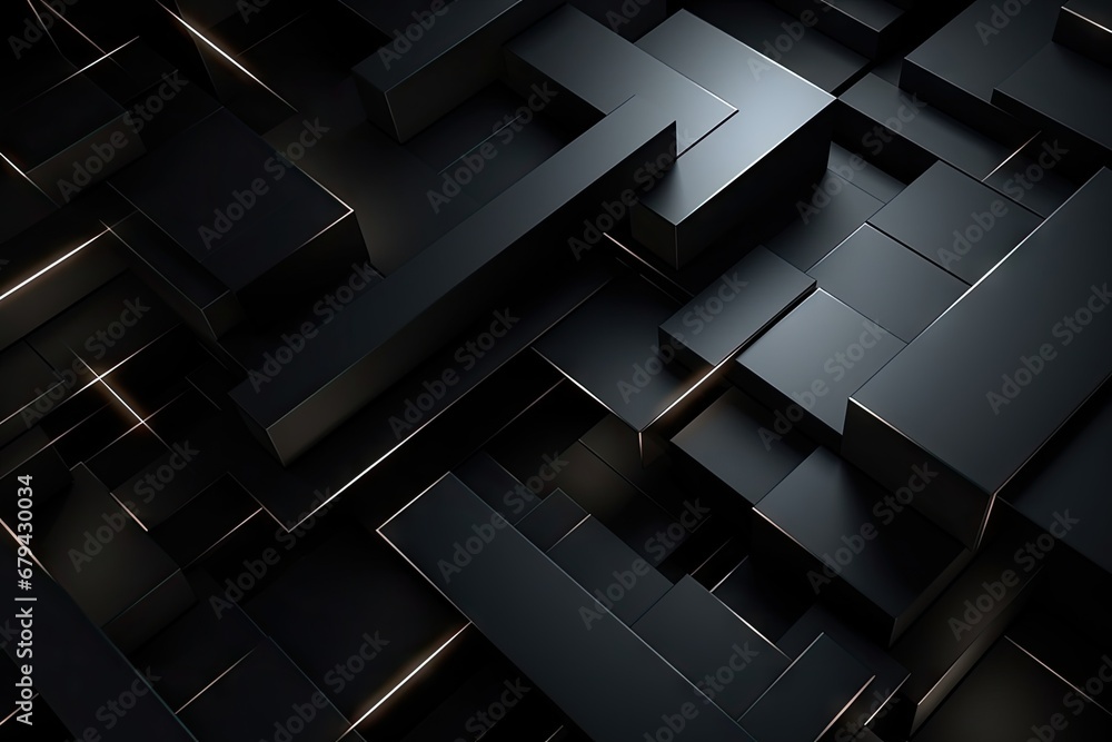 abstract  black background with squares - obrazy, fototapety, plakaty 