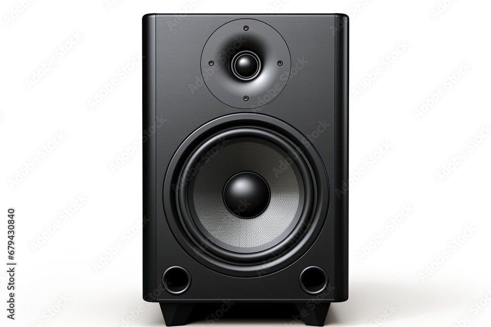 New black speaker on white background with clipping path. New black speaker on white background with clipping path.