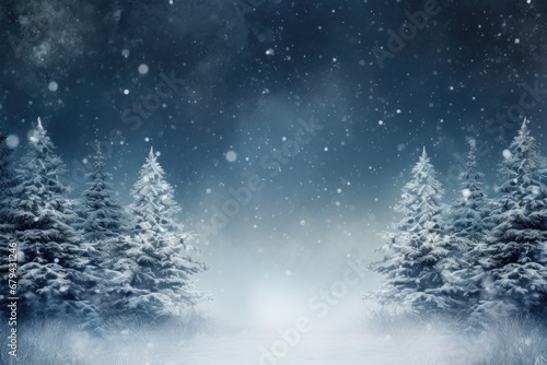 Snowy fir trees as a Christmas backdrop.