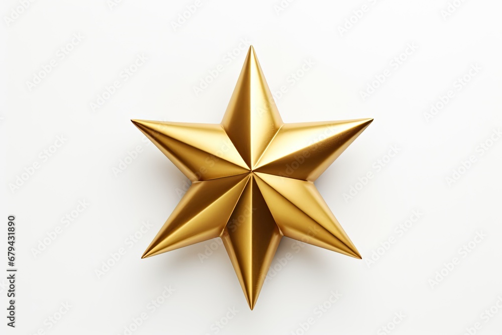 White background isolated golden Christmas star. White background isolated golden Christmas star.