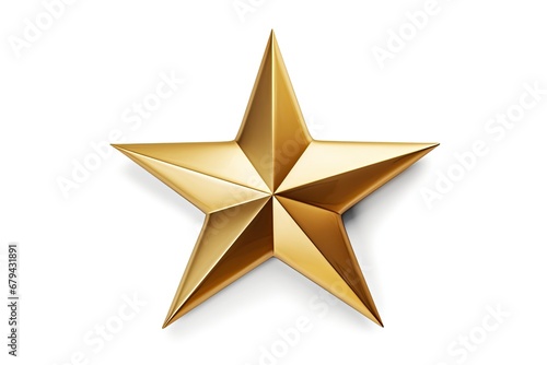 Bright and shiny metal star shaped Christmas ornament isolated on a white background. Has a clipping path.