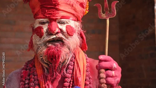 Nepal Pashupatinath Temple Sadhus Holy Men Closeup Slow Motion Stabilizer World Heritage Site Kathmandu Valley photo