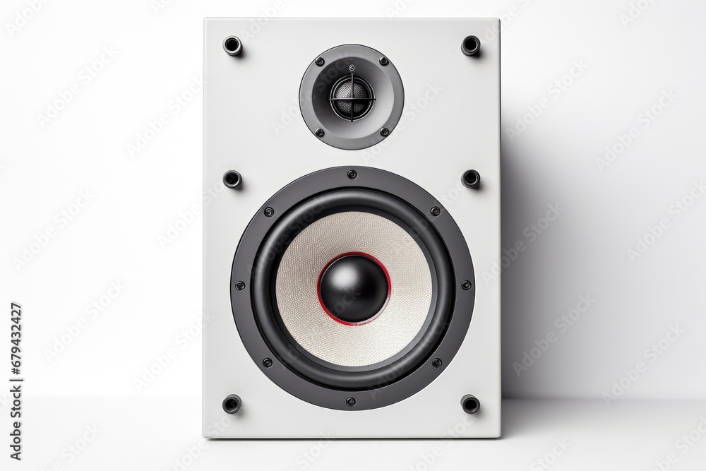 Speaker mounted on white wall. Speaker mounted on white wall.