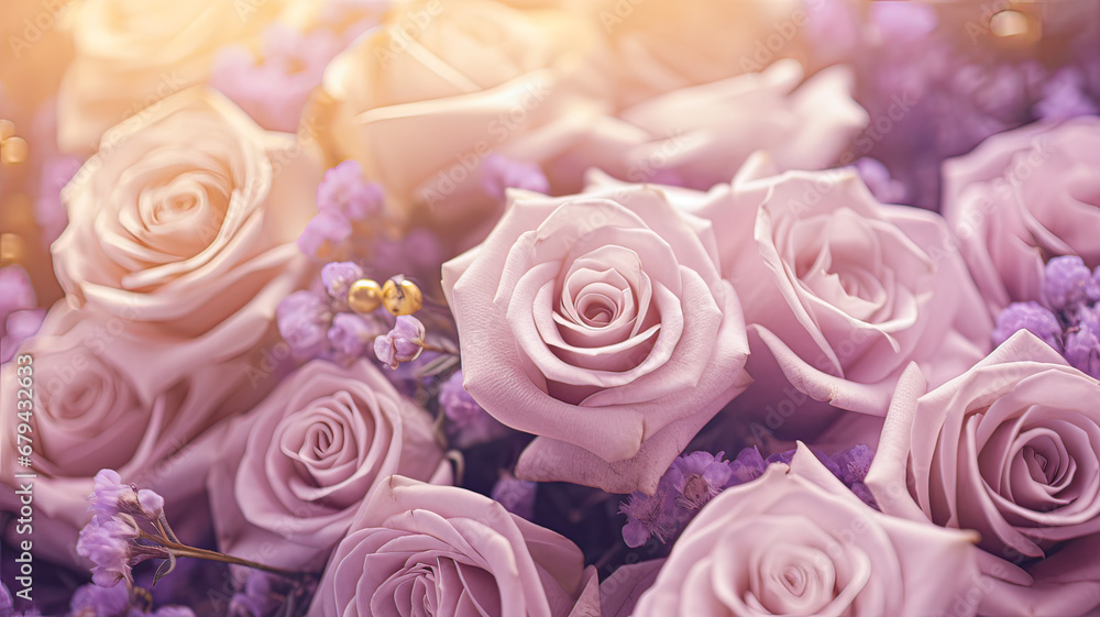 Yellow and violet roses, soft glow, sweetness in every hue. Yellow and violet roses, soft glow, sweetness in every hue.