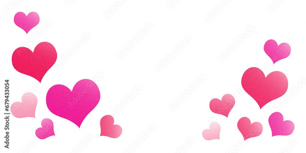 Pink grainy gradient hearts background valentine day overlay copy space