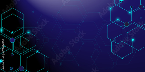 Blue background hexagon geometric pattern abstract elements design. Concept engineer, medical, technology, science, data security. vector template.