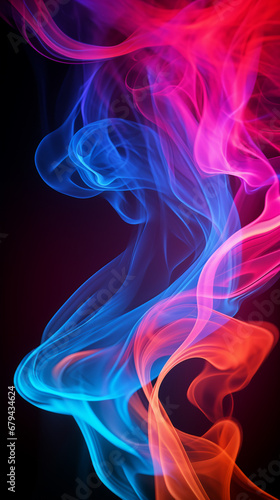 Realistic colorful smoke isolated on black background, AI Generative.