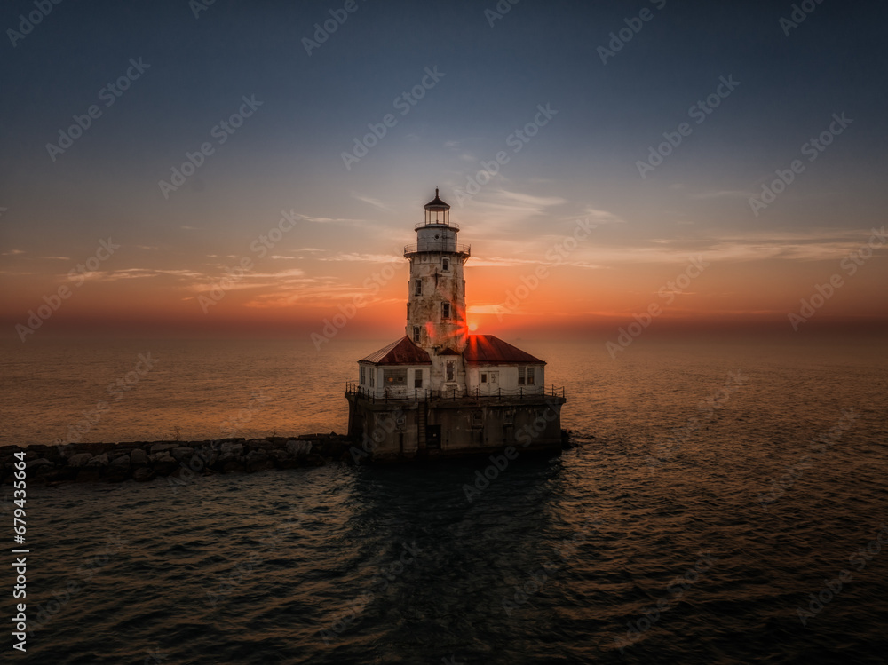 Chicago lighthouse at sunrise