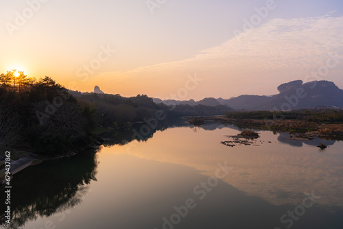 Fototapeta Naklejka Na Ścianę i Meble -  The scenery of Wuyishan landscape of Wuyi Mountains, peaks and the River