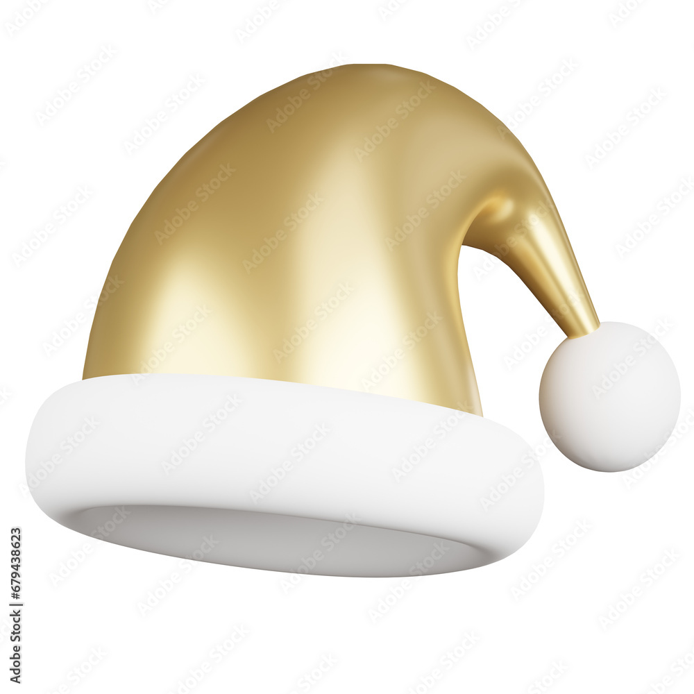 Fototapeta premium 3d render of golden hat with christmas season.