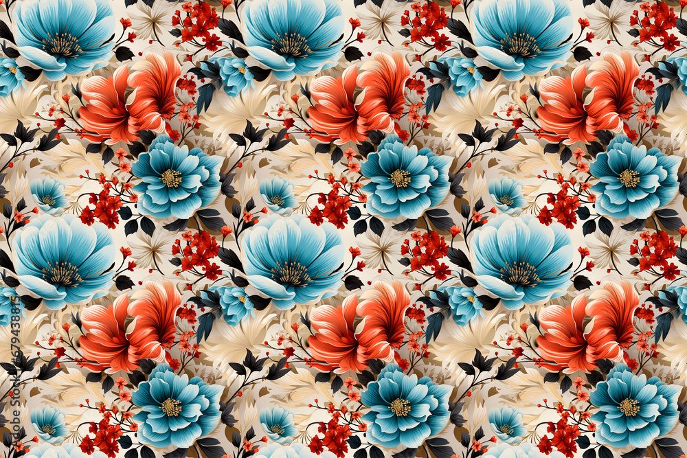 seamless flower pattern digital wallpaper