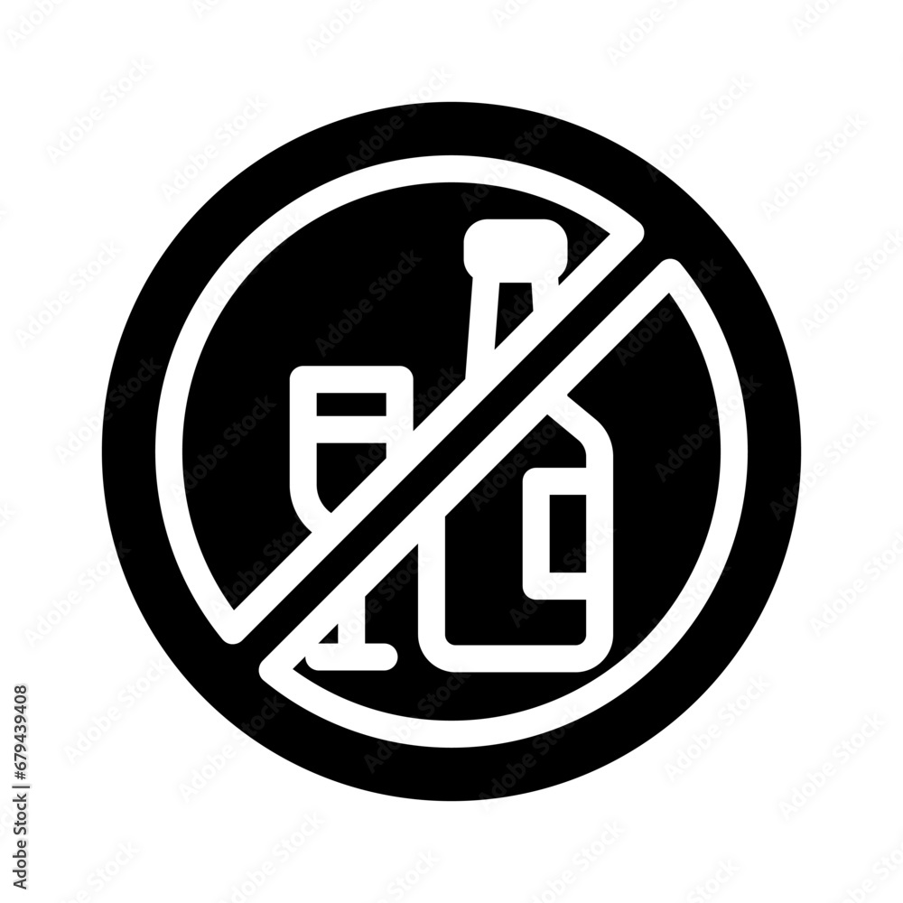 no alcohol glyph icon illustration vector graphic. Simple element illustration vector graphic, suitable for app, websites, and presentations isolated on white background