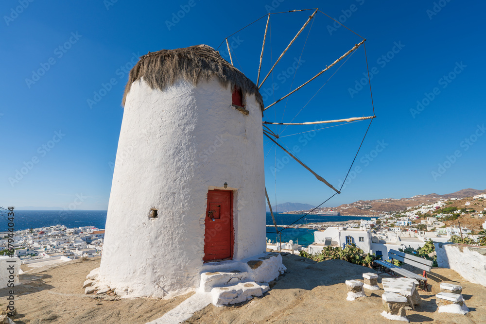 Famous windmill of Mykonos island. Cyclades, Greece