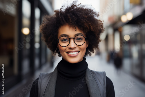african black female student looking at camera smile