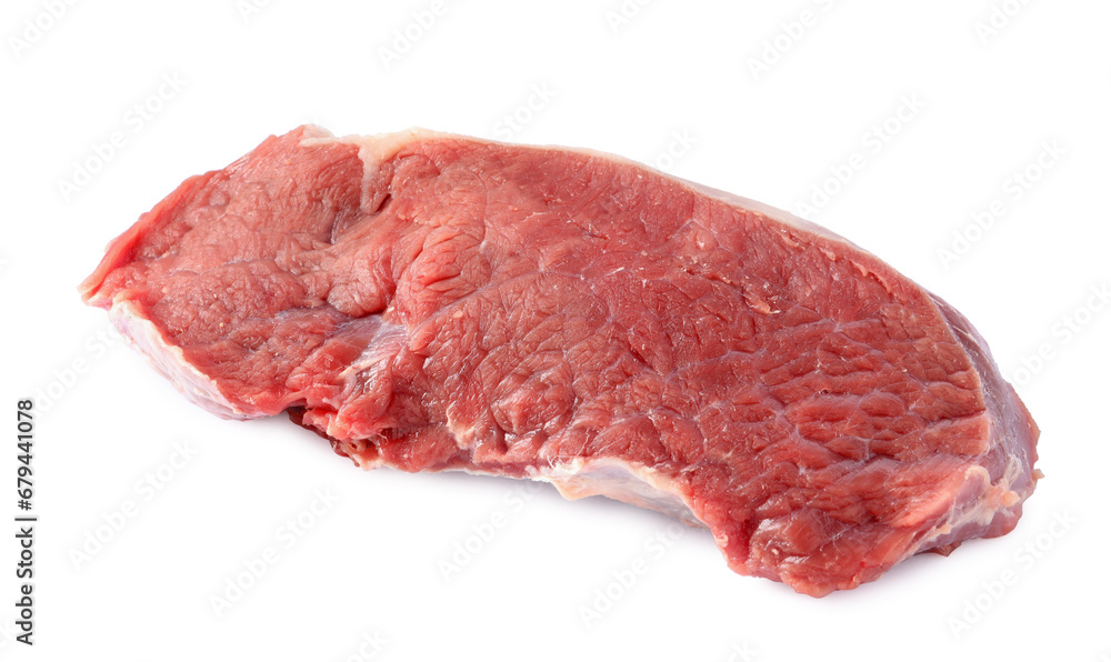 Piece of raw beef meat isolated on white
