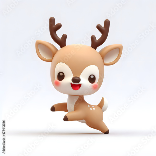 Adorable 3D Deer Character  Anthropomorphic  Cute  and Playful. Whimsical Illustration of a Charming and Unique Creature for Engaging Designs.