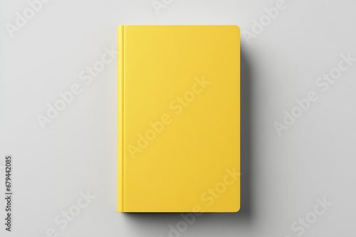 Mockup blank yellow book on white design paper background. photo