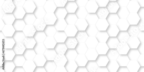 Seamless pattern with hexagon. White Hexagonal Background. Luxury honeycomb grid White Pattern. Vector Illustration. 3D Futuristic abstract honeycomb mosaic white background. geometric mesh cell text. © MdLothfor