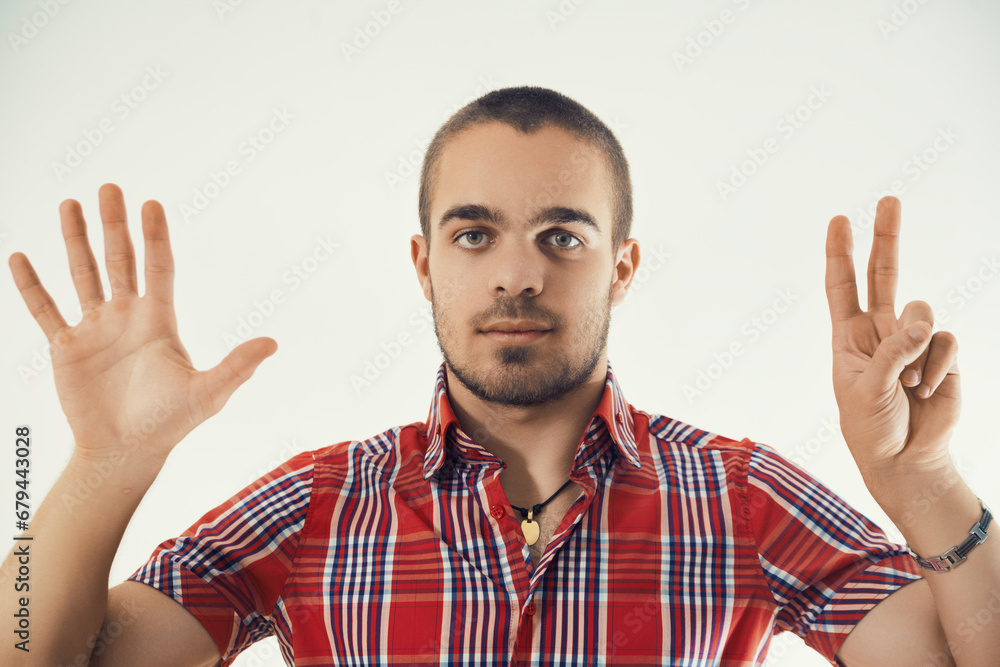 Number seven formed with casual poise Number seven formed with casual poise