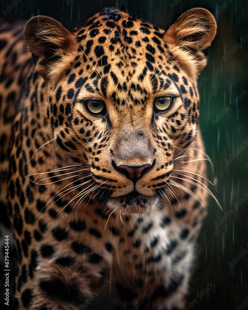 Intimate Portrait of a Majestic Leopard in the Rain Intimate Portrait of a Majestic Leopard in the Rain