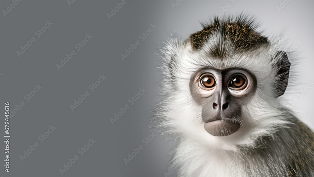 Close up monkey isolated on gray background Close up monkey isolated on gray background