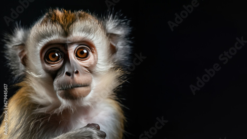 Close up monkey isolated on gray background © pariketan