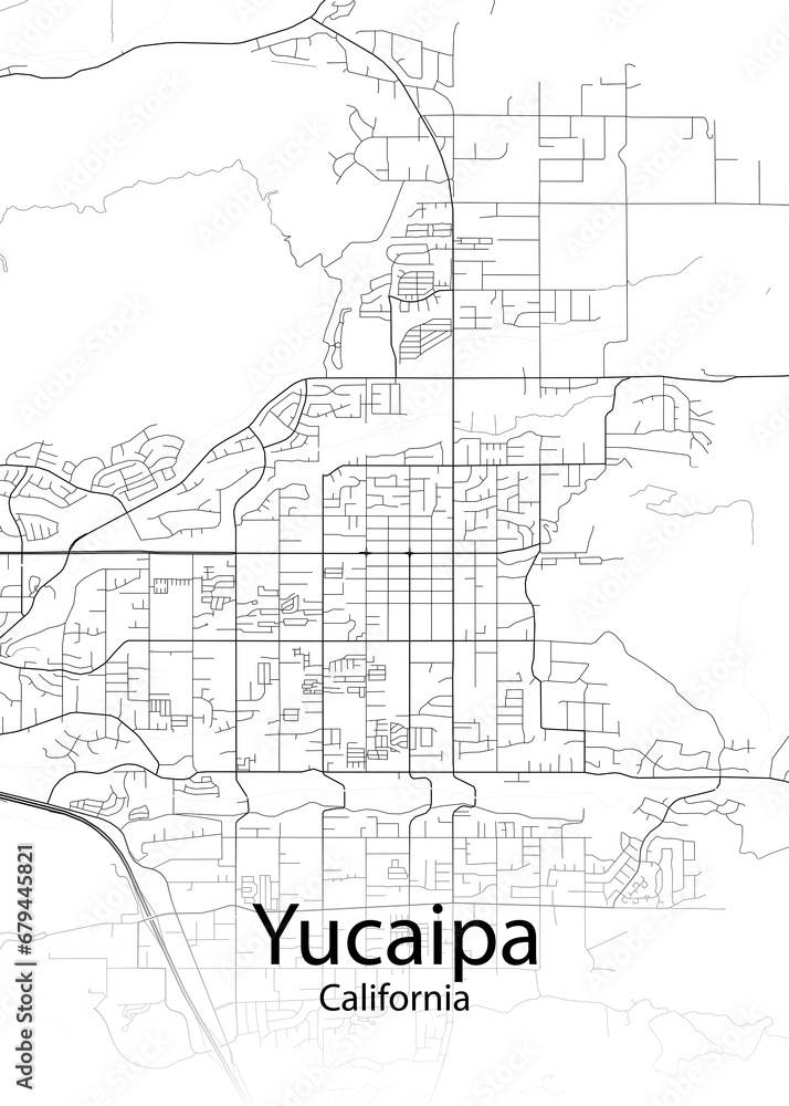 Yucaipa California minimalist map