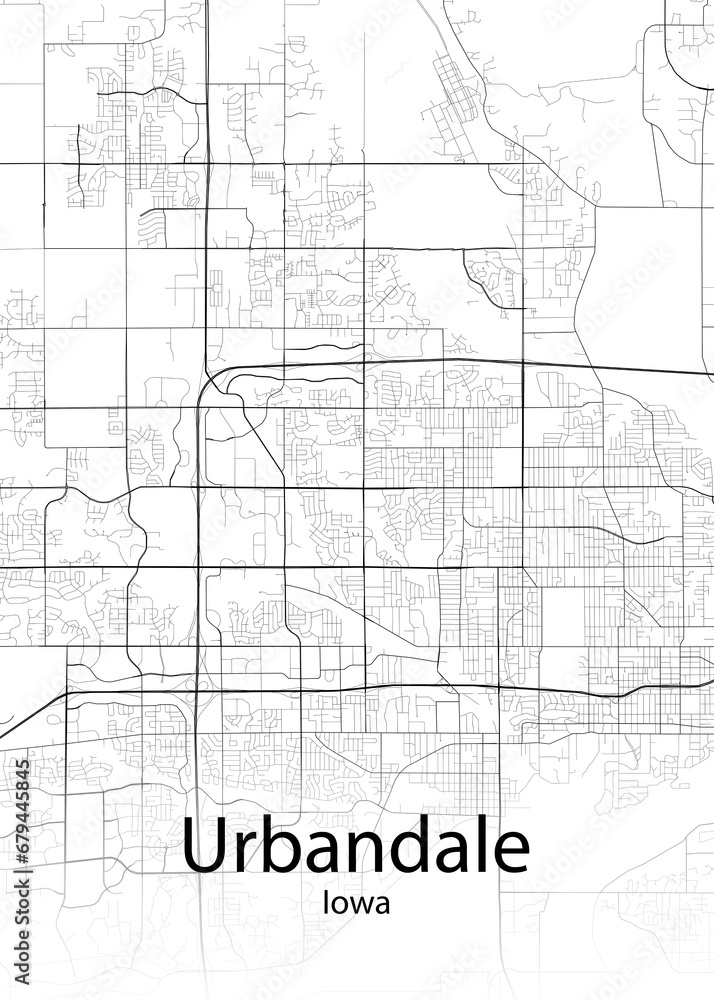 Urbandale Iowa minimalist map