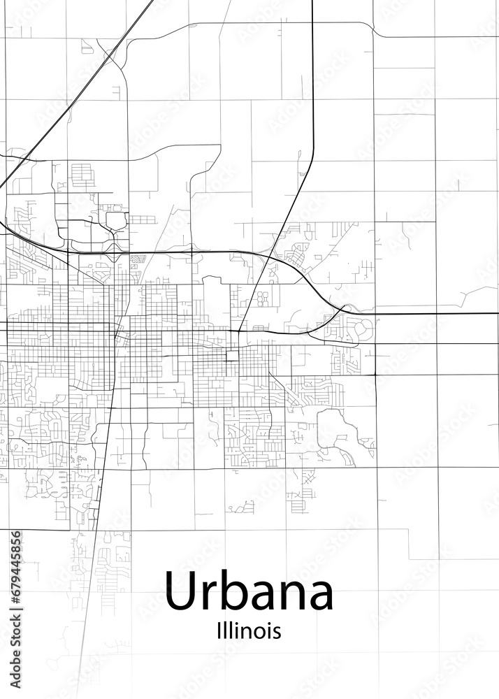 Urbana Illinois minimalist map