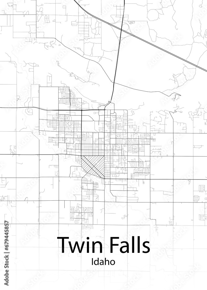 Twin Falls Idaho minimalist map